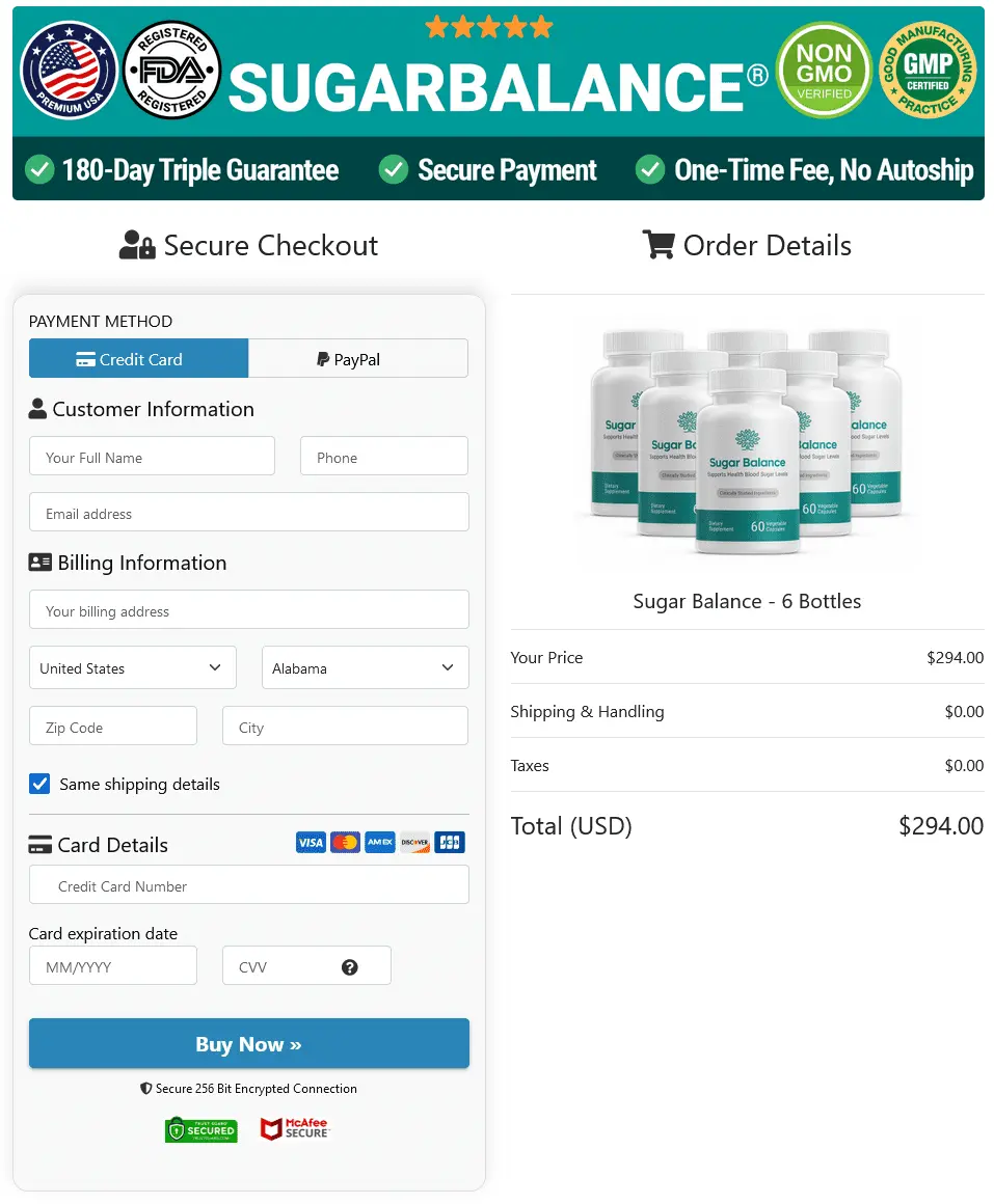 Sugar Balance order page